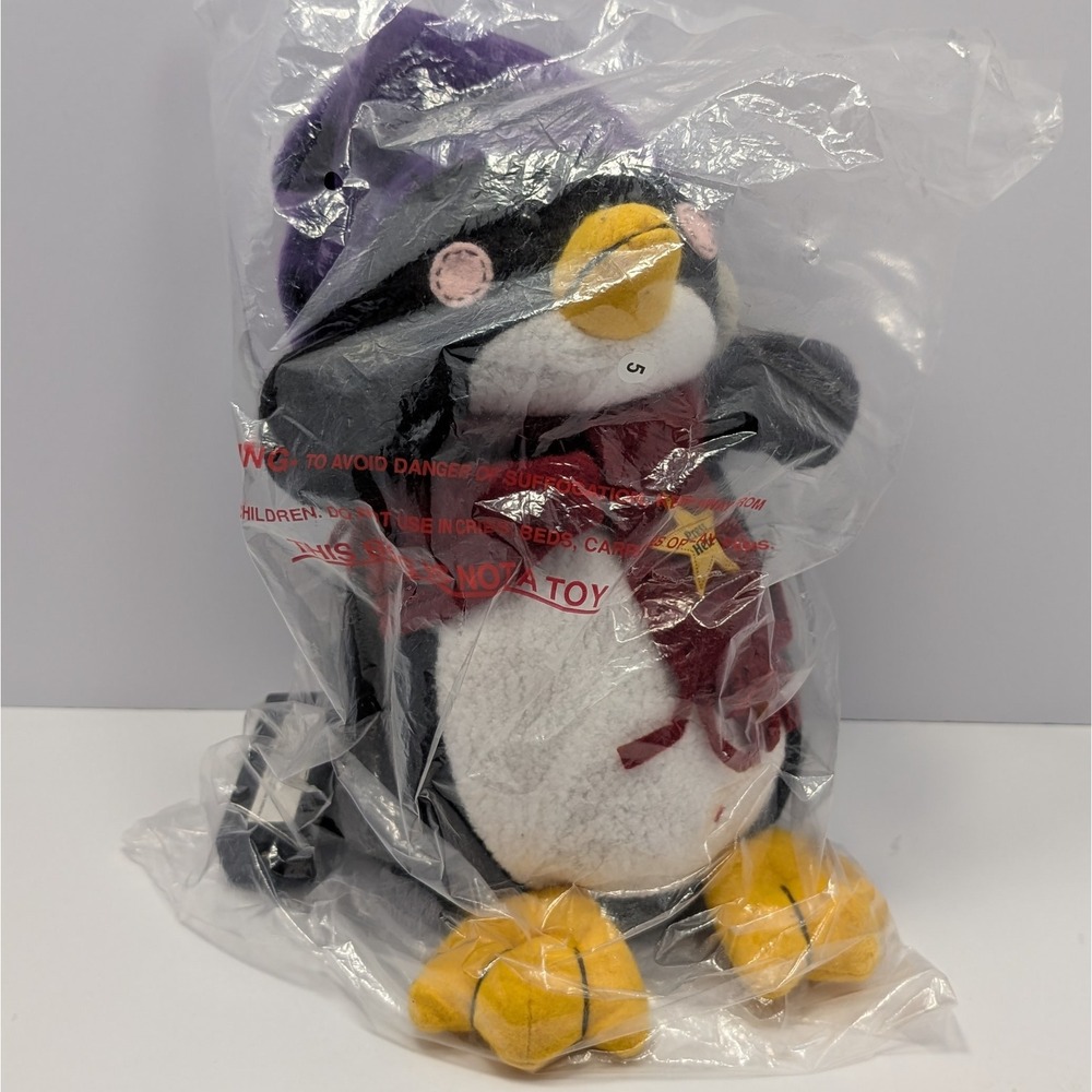 18 Tune Xmas Medley Penguin Plush Toy Musical Christmas Purple Hat Scarf Holiday